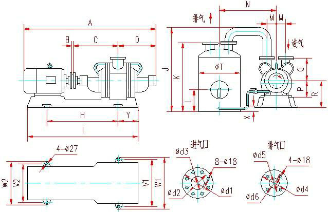 SZ型水環(huán)式真空泵安裝尺寸